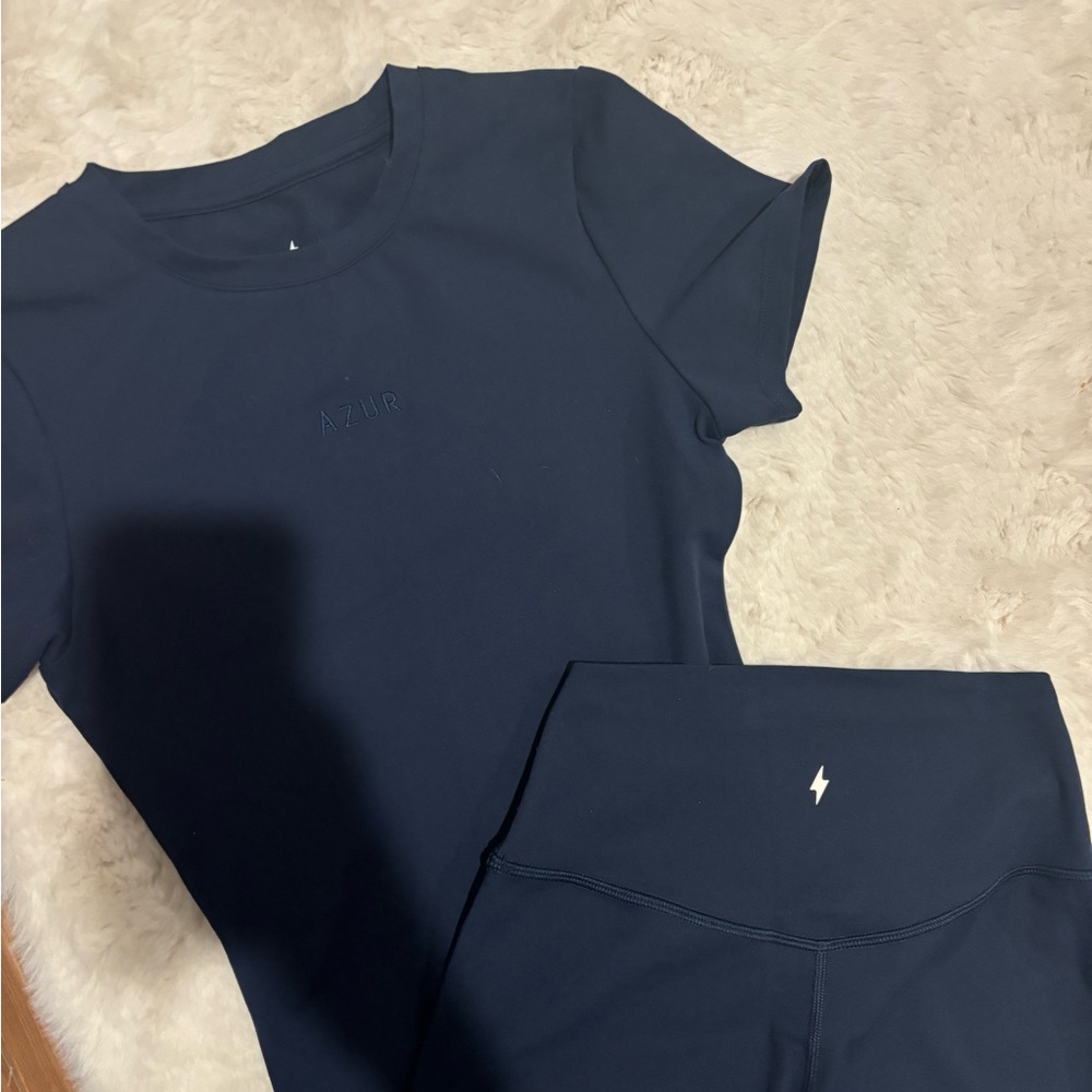 Azur CLASSIC FIT BIKE SHORTS 5" - LAKE and CLASSIC FIT TEE - LAKE Activewear Set